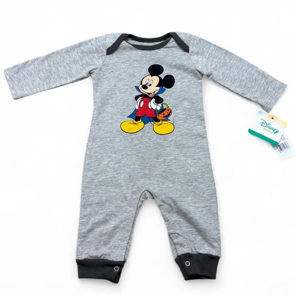 NWT Mickey Mouse Romper Halloween Disney Baby Vampire Pumpkin Patch Spooky 3-6M